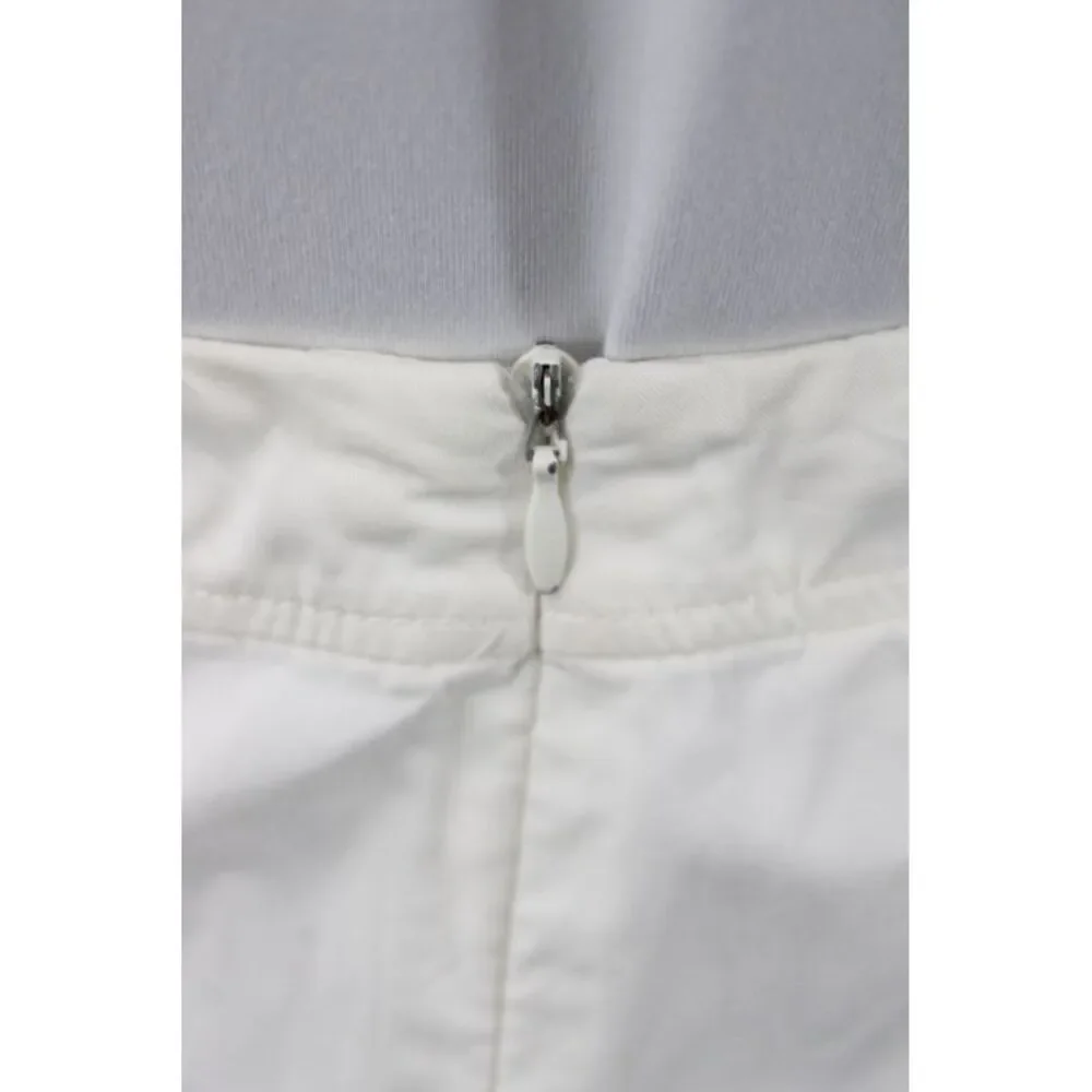 Miu Miu Women White A-Line Knee Length Cotton Skirt Zip Size 44